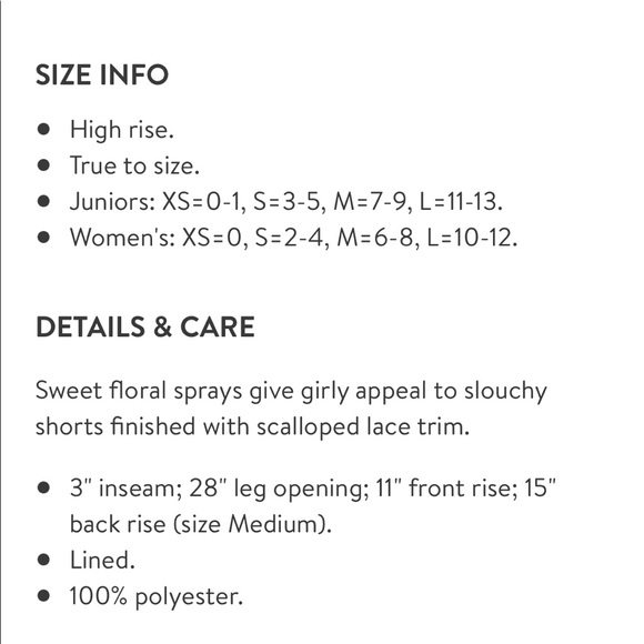 Lush lace trim floral print shorts - Picture 4 of 8